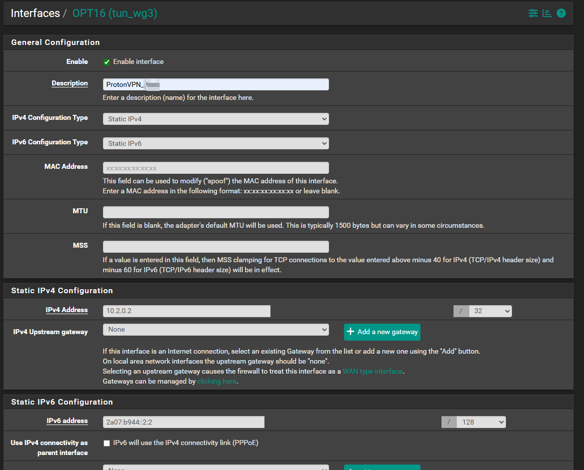 Create the WireGuard Interface Assignment
