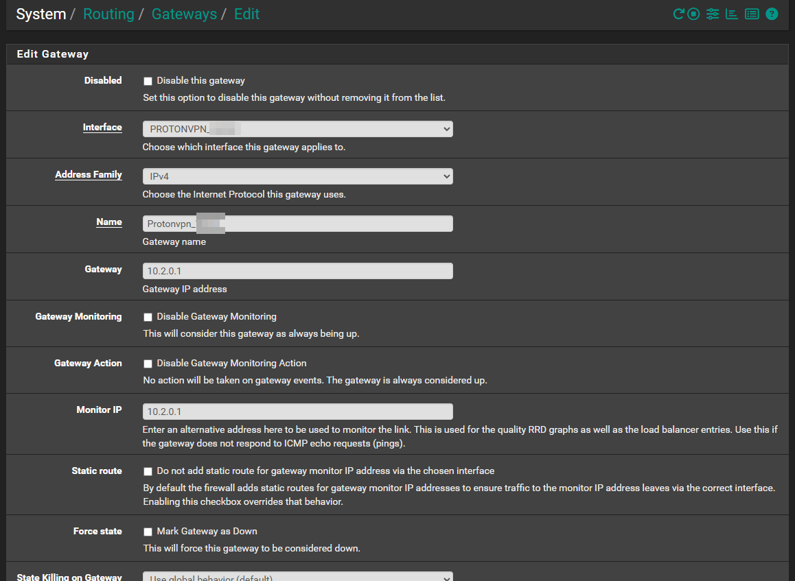 Edit the ipv4 Gateways