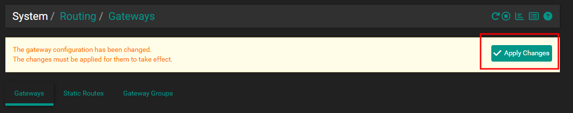 Save and Apply Changes in the gateway settings 
