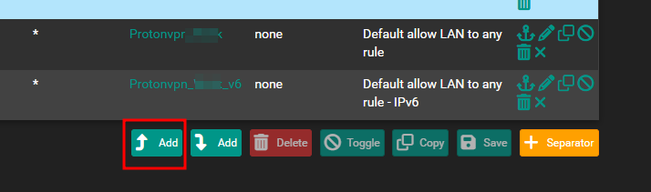 Add a firewall rule in the VLAN rules page