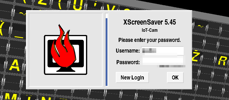 Example login screen for the screen saver over VNC