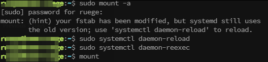 sudo mount -a command