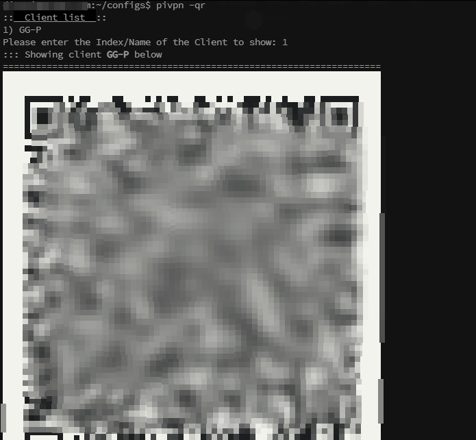 command for pivpn -qr